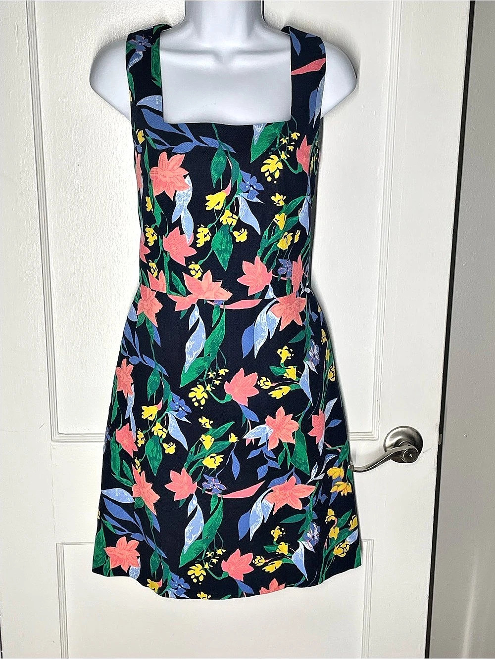 J Crew Floral Mini Dress in Navy Blue & Pink Size 8 Like New